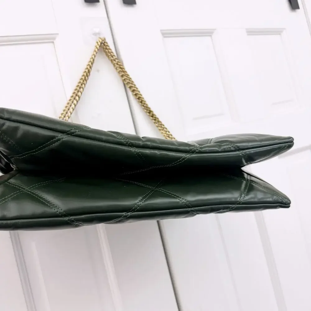 Tory Burch Kira Diamond Quilted Leather Hobo Bag in Green